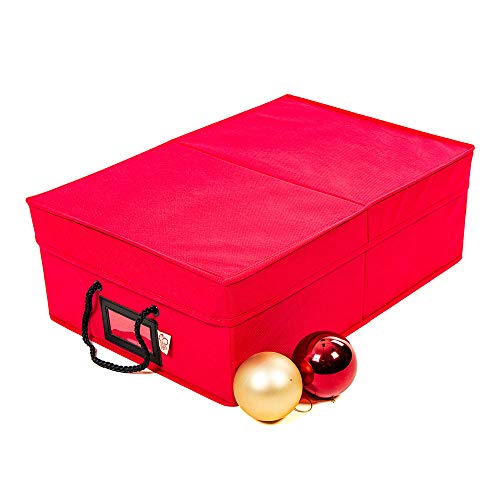 Santa's Bags [Christmas Ornament Storage Box with Dividers] - (Holds 48 Ornaments up to 3 Inches