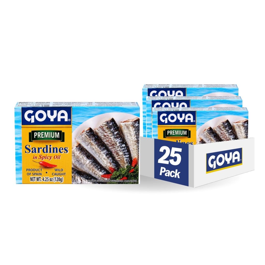 Goya Foods Premium Sardines in Spicy Oil, 4.25 Ounce (Pack of 25)
