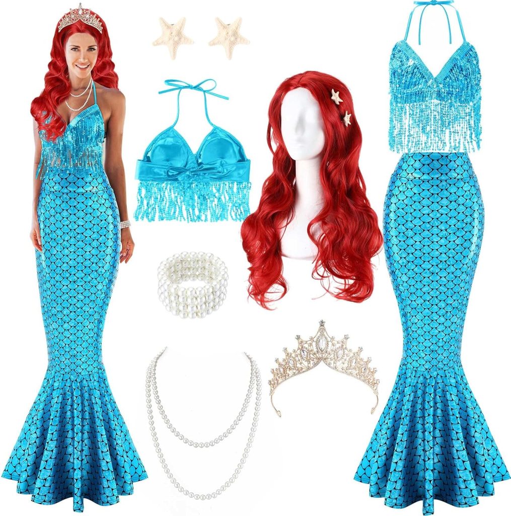 8 Pcs Mermaid Costume for Women,Halloween Costumes
