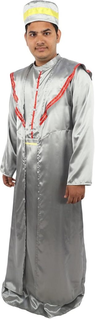 Adult Fantasy Wizard Costume, Grey Long Robe with Matching Hat
