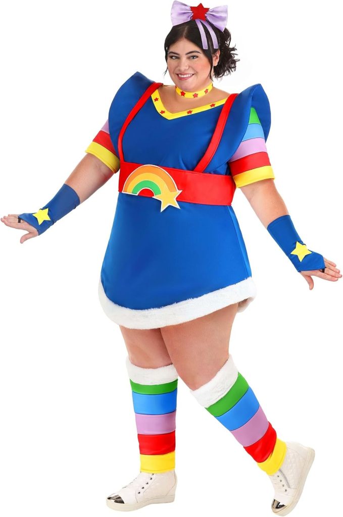 Adult Plus Size Rainbow Brite Costume Dress | Women's Movie Character Halloween Cosplay Outfit