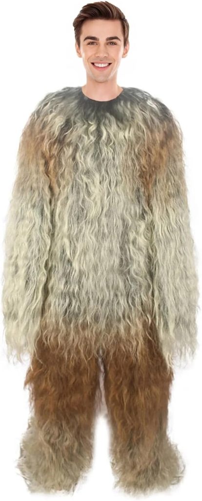 Adult Unisex Hairy Warrior Ape Costumes - Military Leader Fighter Vest & Pant | Halloween Yeti Gorillas Outfits