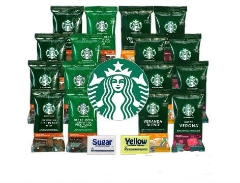 Assorted Brand name Ground Coffee- 16/2 oz. Packs of 4 Different Roasts: Pike Place, Caffe Verona, Decaf Pike Place, Blonde Veranda Blend. (64 CT Case, Assorted)