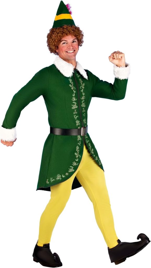 Authentic Buddy The Elf Costume for Adults, Elf Movie Outfit for Men, Christmas Cosplay Holiday Dress-Up