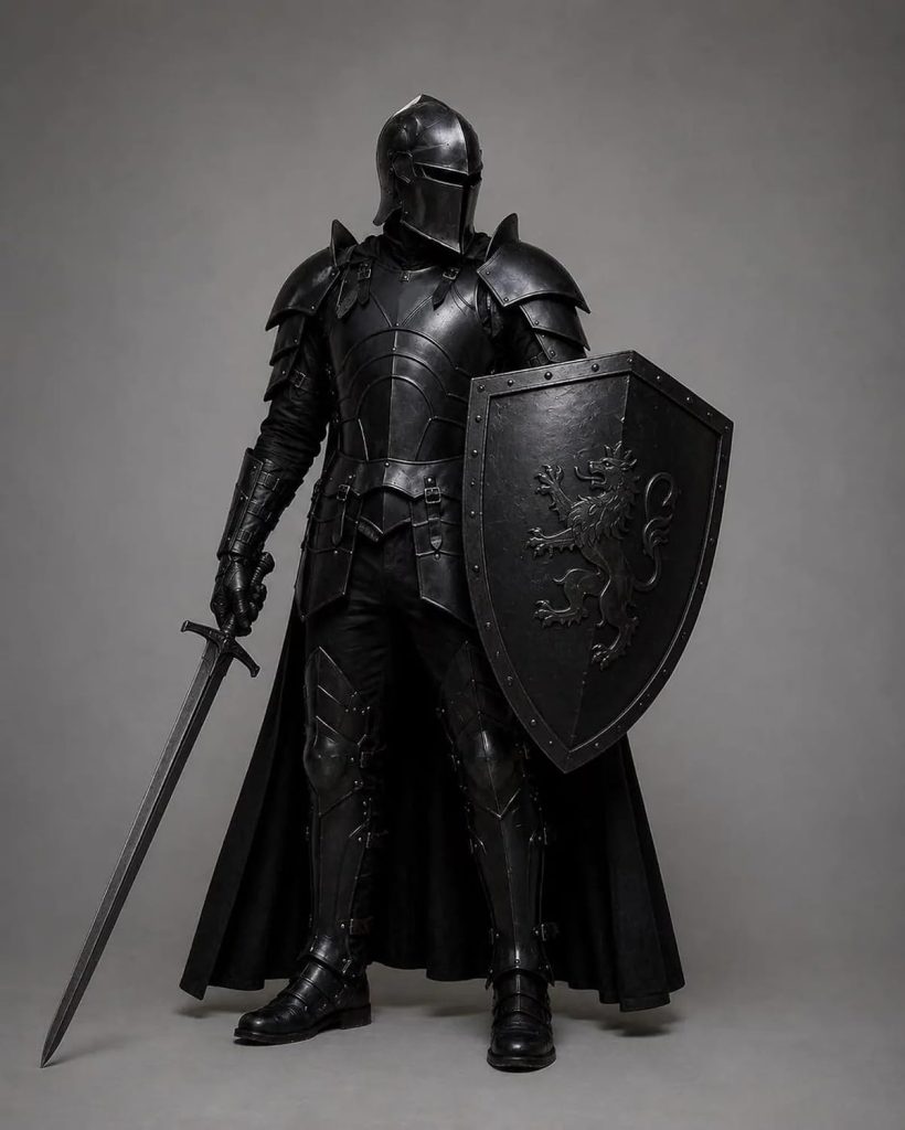 Black Medieval Knight Armor Set, Gothic Full Body Armor Costume with Helmet, Dark Warrior Costume for Halloween, LARP, Cosplay, Renaissance Faire, Medieval Festivals & Fantasy Events