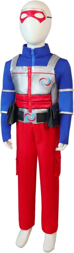 Blue Red Color Cosplay Uniform with Eye Mask Halloween Carnival