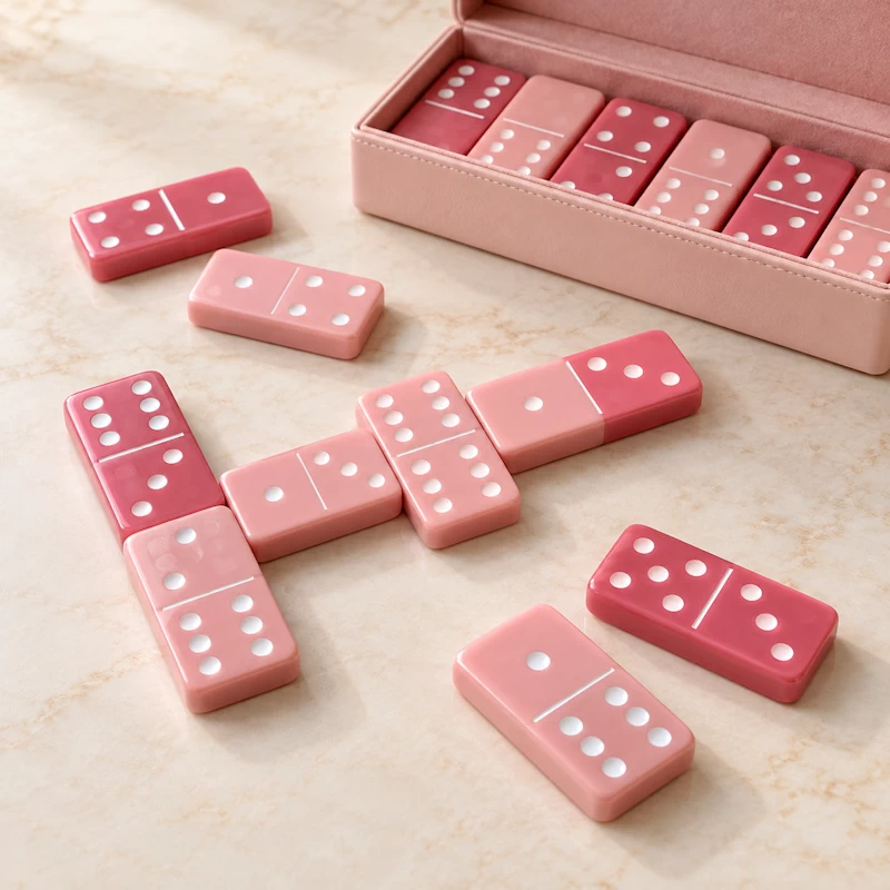 Dominó rosa como inspiración para una noche de juegos en familia