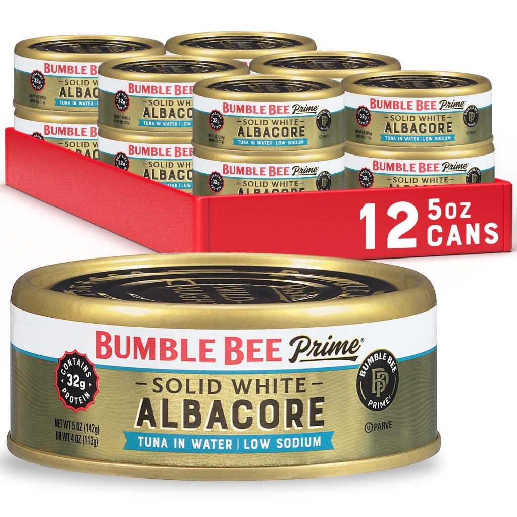 Bumble Bee Prime Low Sodium Solid White Albacore Tuna, 5 oz (Pack of 12)