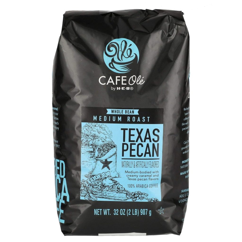 Cafe Ole Texas Pecan Medium Roast Whole Bean Coffee 32 oz Pack of 10