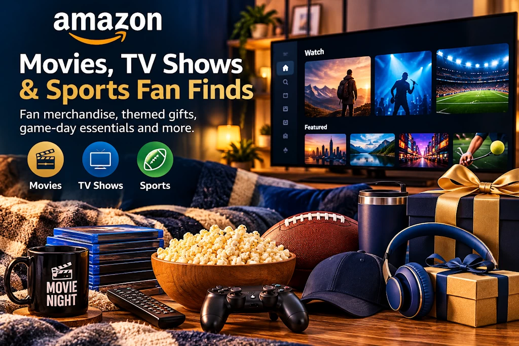 Cozy movie-night entertainment showcase featuring home viewing and fan gift inspiration