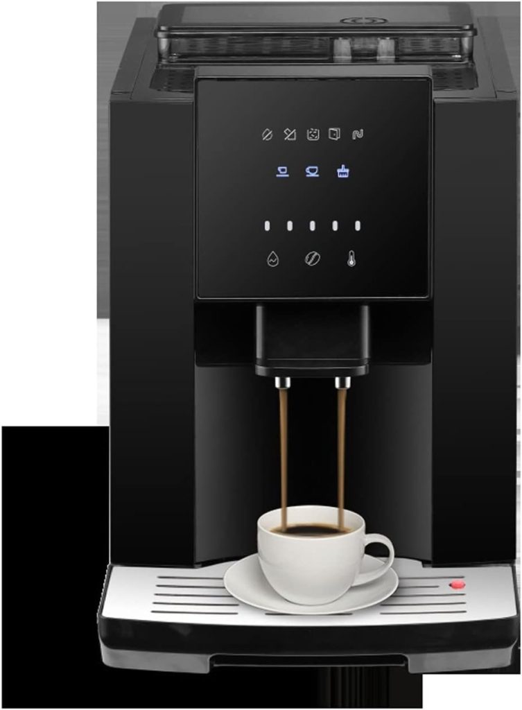 Fully Automatic Household Coffee Machine 19Bar Coffee Machine with Built-In Burr Coffee and Milk for Latte Rapid heating(Color:black)