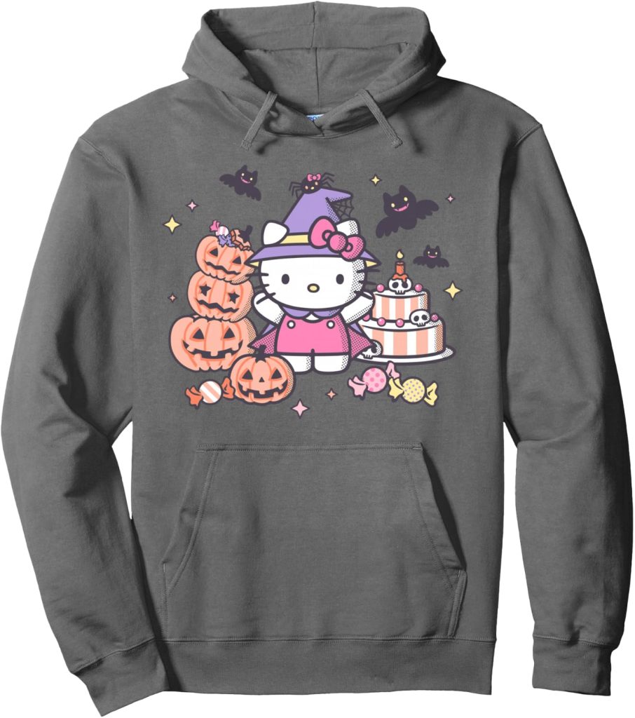 Hello Kitty Halloween Witch Costume Trick Or Treat Spooky Pullover Hoodie