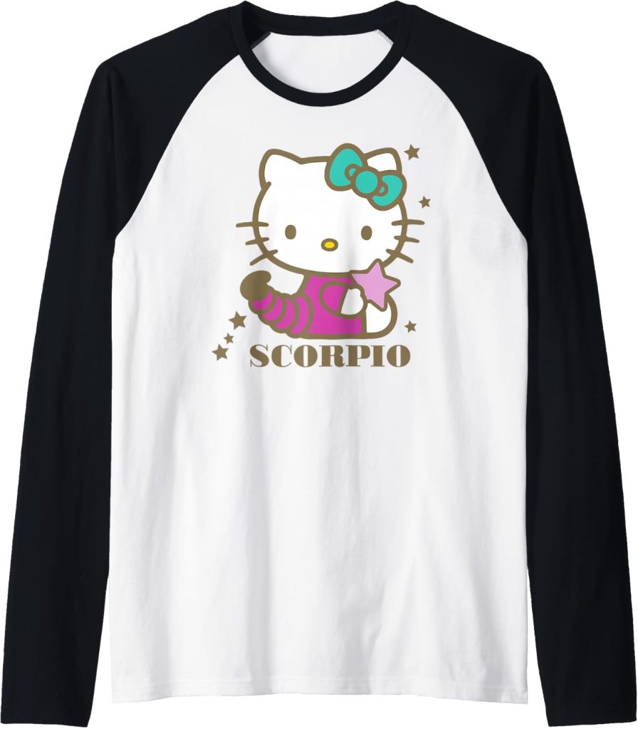 Hello Kitty Scorpio Hello Kitty in Scorpion Costume Zodiac Raglan Baseball Tee