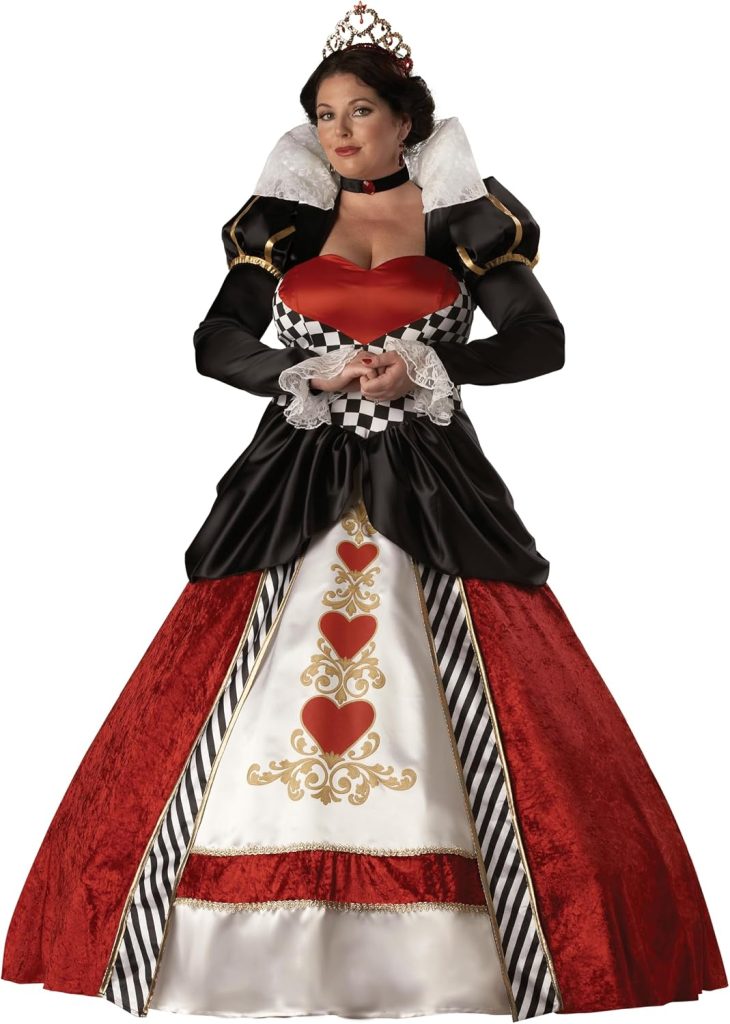InCharacter Costumes Women's Queen Of Hearts Costume with Hoop and Tulle Petticoat, Red/White/Black, XXX-Large