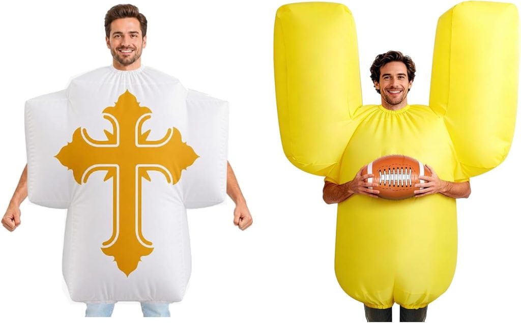 Inflatable Football Goal Post & Christian Cross Costume Halloween Blow up Costume Adul