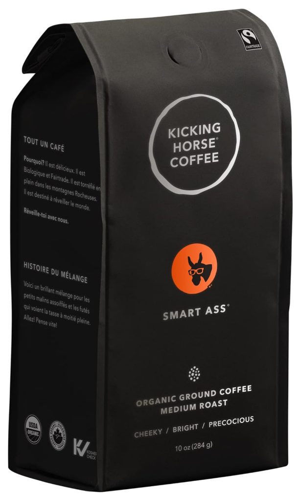 Kicking Horse Coffee Smart Ass, Medium Roast, Ground, Certified Organic, Fairtrade, Kosher, Black,284 g (Pack of 6)