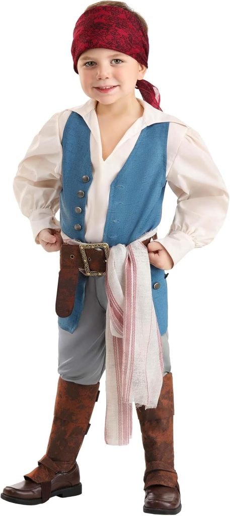 Kids Pirate Halloween Costume Toddler Captain Jack Sparrow Outfit With Sash, Boot Tops, Belt, and Bandana