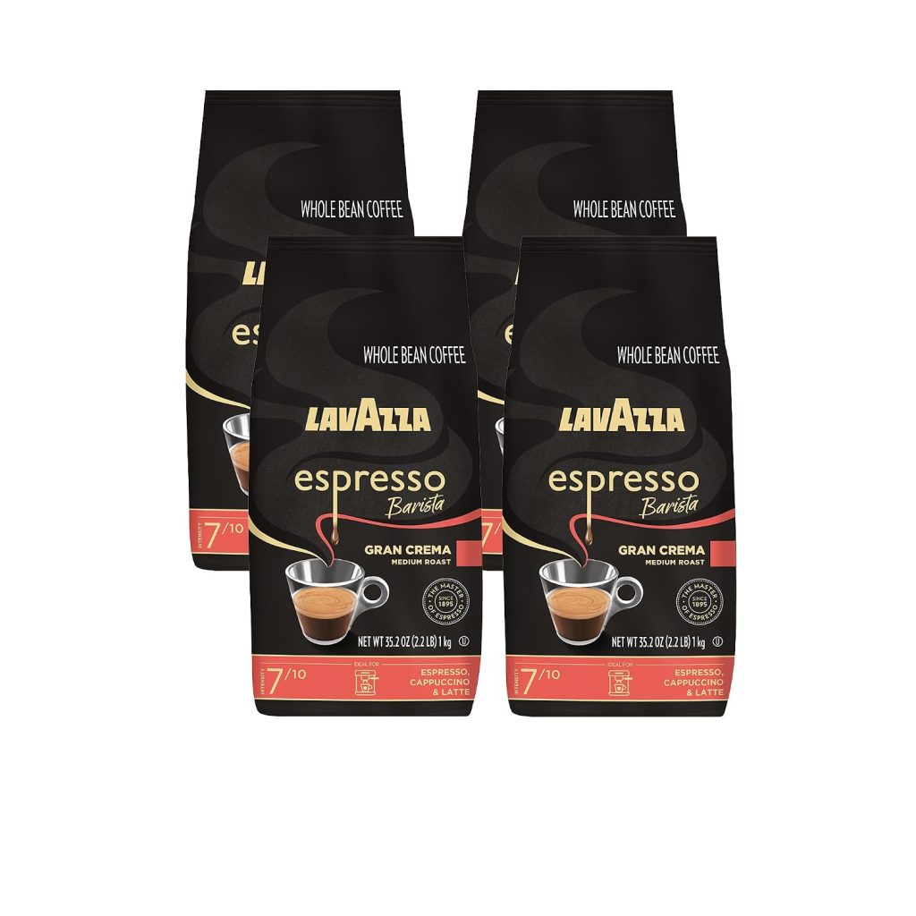 Lavazza Espresso Barista Gran Crema Whole Bean Coffee, Medium Roast, Arabica and Robusta Blend, 2.2 lb Bag (pack of 4)
