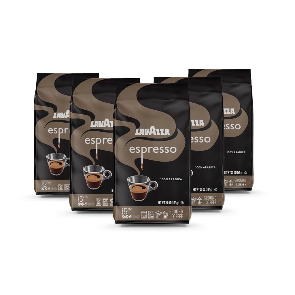 Lavazza Espresso Ground Coffee, Medium Roast, 100% Arabica, 20 oz Bag (Pack of 6)