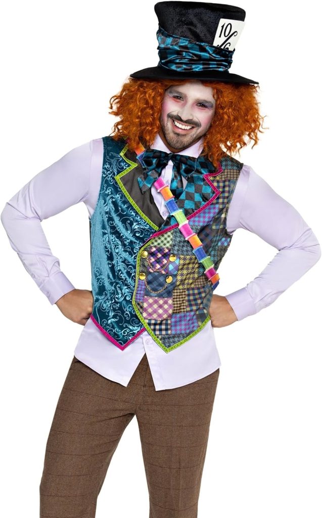 Leg Avenue Mad Hatter Costume Kit with Vest, Hat, Bow Tie & Sash, S-XL