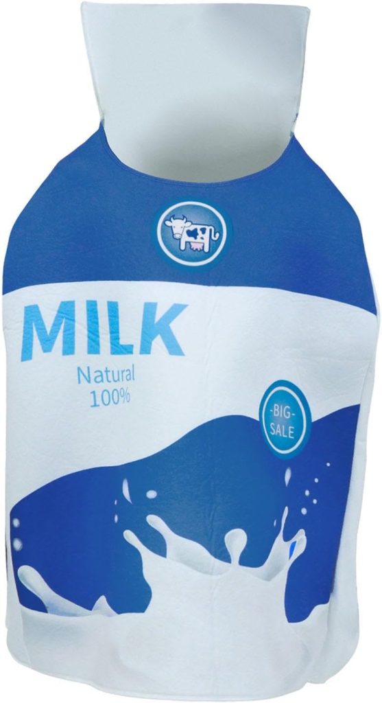 Milk Box Costume Cosplay Jumpsuit Bodysuit Outfit with Lightweight Polyester Spandex Creative Food Theme Design Suitable for Halloween carnivals, S