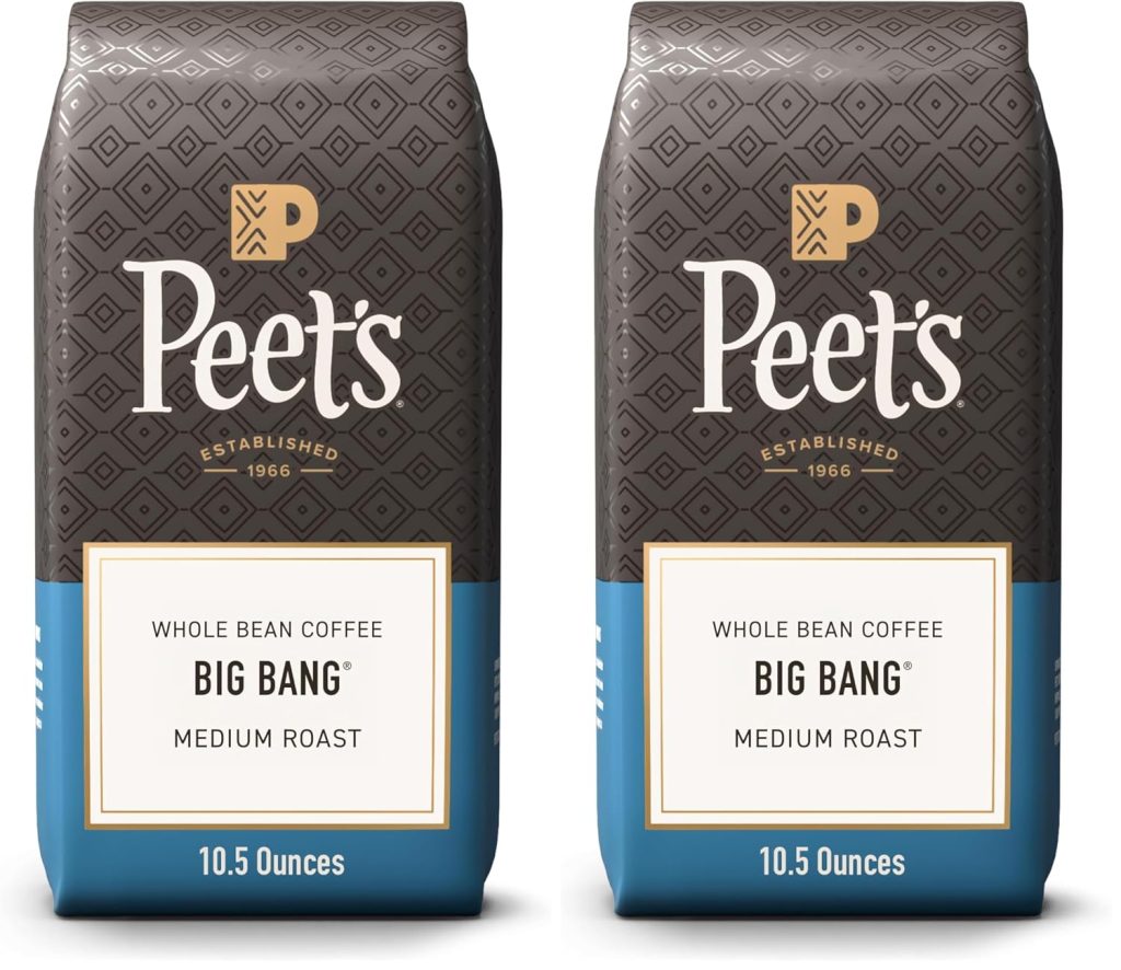 Peet's Coffee, Medium Roast Whole Bean Coffee - Big Bang 63 Ounces (6 Bags of 10.5 Ounces) (Pack of 2)