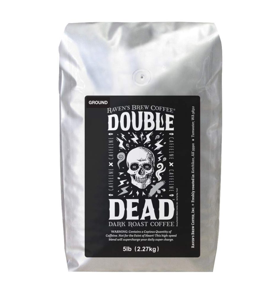 Raven’s Brew Coffee - Double Dead™ - Dark Roast, Naturally High Caffeine (Ground, 5 lb)