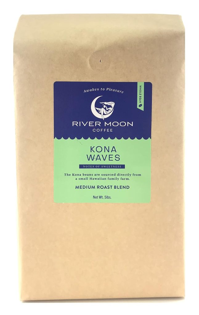River Moon Kona Whole Bean Coffee, Artisan Medium Roast Coffee Beans, 5 lbs