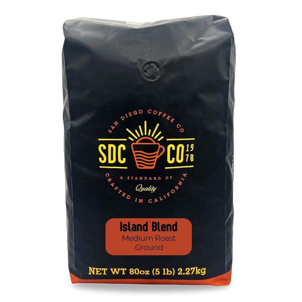 San Diego Coffee Island Blend, Medium Roast, Ground, 5 lb