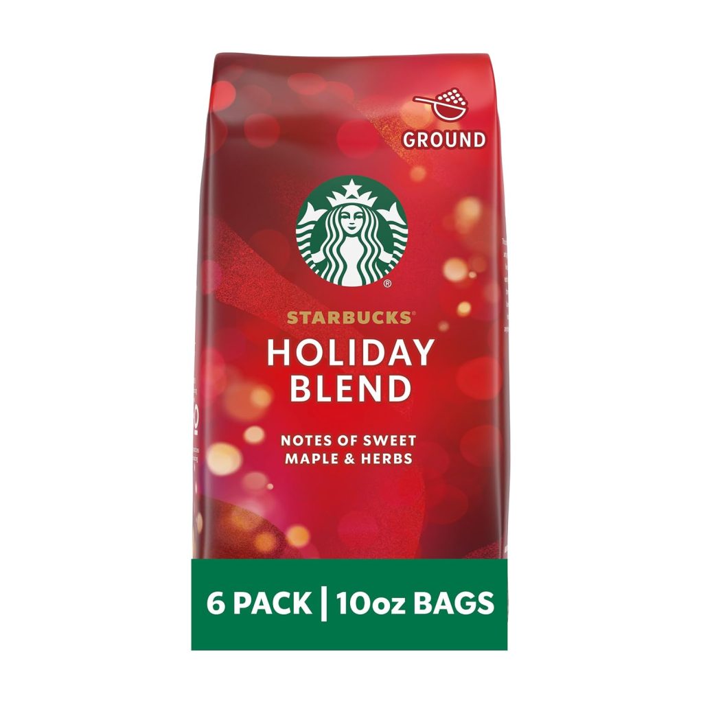 Starbucks Ground Coffee, Medium Roast Coffee, Holiday Blend, 100% Arabica, Limited Holiday Edition, 6 Bags (10 Oz Each)