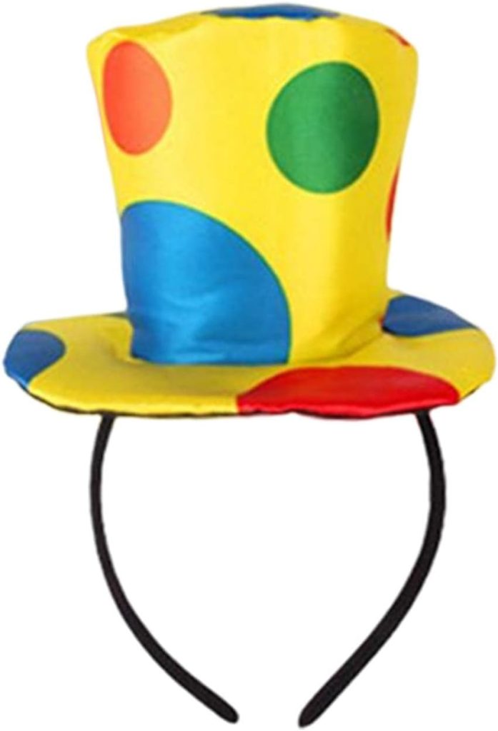 Vaveren 2x Sleeveless Child Girl Clown Costume Mesh Tutu Dress Outfits with Hat Hair Hoop for Carnival Breathable And Soft Accessory