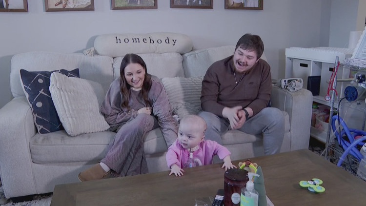 After 355 days in the hospital, baby spends her first Christmas at home