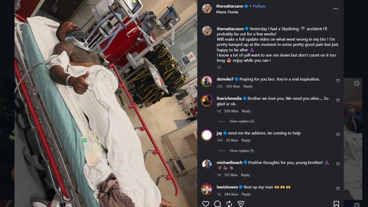 Animal influencer 'the Real Tarzann' hospitalized after skydiving accident