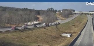 Traffic Alert: All lanes blocked on I-75 southbound in Stockbridge after semi-truck overturns