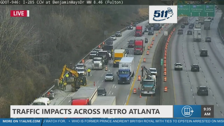 Traffic Alert: GDOT officials say I-285 SB repairs in west Atlanta could last until tonight