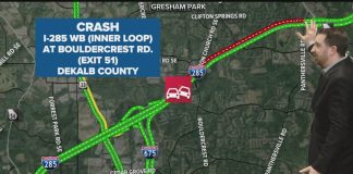 Traffic Alert: Lanes closed on I-285 WB at Bouldercrest Road in DeKalb County after crash
