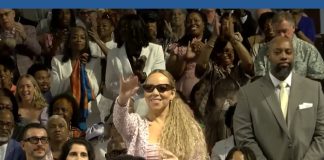 Mariah Carey attends Easter service at Ebenezer Baptist Church