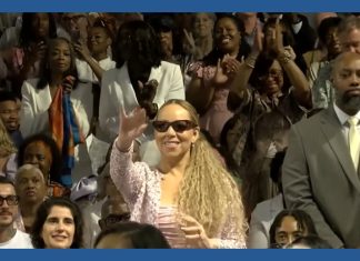 Mariah Carey attends Easter service at Ebenezer Baptist Church
