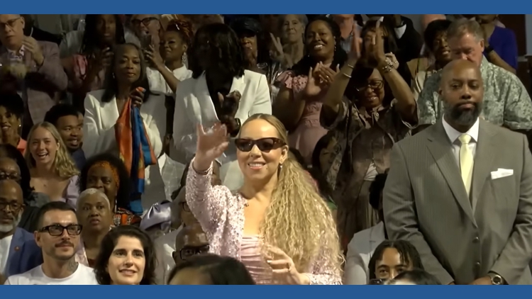 Mariah Carey attends Easter service at Ebenezer Baptist Church