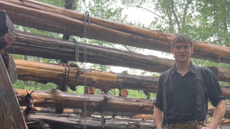 Texan student building log cabin by hand to experience how 'early America' was built goes viral on TikTok