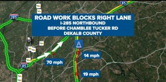 Traffic Alert: Emergency road work on I-285 NB causing delays in DeKalb County