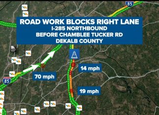 Traffic Alert: Emergency road work on I-285 NB causing delays in DeKalb County