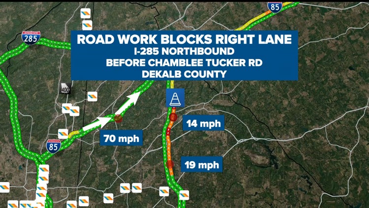 Traffic Alert: Emergency road work on I-285 NB causing delays in DeKalb County