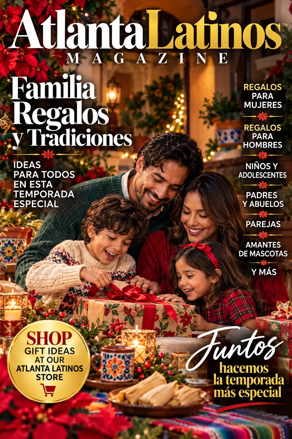 Atlanta Latinos Magazine festive Latino family holiday gift guide cover