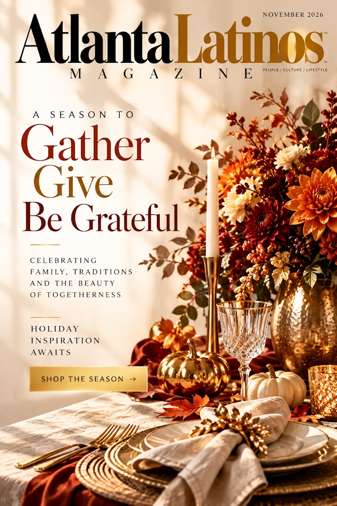 Atlanta Latinos Magazine Thanksgiving cover celebrating gratitude, family traditions and festive holiday gatherings